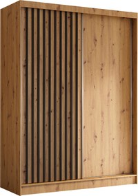Szafa LAMELLO - Dąb artisan / Lamele Czarne / Bez lustra / Bez szuflad / 160 cm