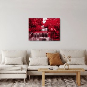 Obraz na szkle - Indonezyjskie wodospady w kolorze czerwonym (70x50 cm)