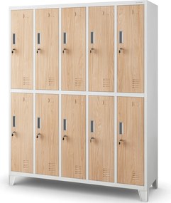 Szafa socjalna 10-drzwiowa Eco Design Bartek 136x45x172 cm biały/dąb sonoma