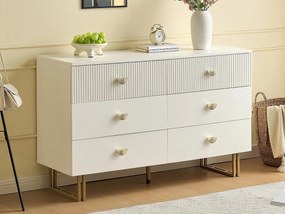 Nowoczesny buffet 120x40x75 cm - z 6 szufladami - Nóżki stalowe - MDF - Biały