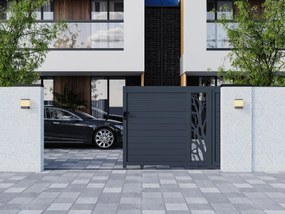 Brama elektryczna przesuwna z antracytowego aluminium półażurowa z wzorem szer. 400 x wys. 179 cm do złożenia - LABRIT II