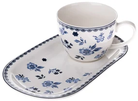 Kubek porcelanowy z podstawką Floral, 445  ml