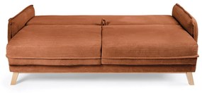 Pomarańczowa sztruksowa rozkładana sofa 218 cm Tori – Bonami Selection