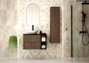 Zestaw Łazienkowy 80cm Szafka z Blatem Regał Ryflowane Fronty Dąb Orzech Stella