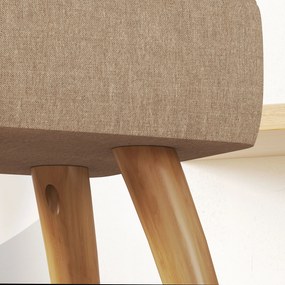 HOMCOM Puf z wyściełaniem, wygląd lnu, nogi z drewna, do 110 kg, Brązowy