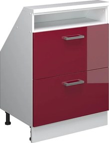 Szafka kuchenna na dach skośny czerwony wysoki połysk/biały 60x46x81.6 r-line