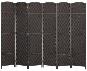 HOMCOM 6-częściowy parawan, składana osłona, ścianka działowa do salonu, sypialni, biura domowego, Brązowy