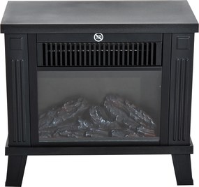 HOMCOM Kominek elektryczny wolnostojący 600W 1200W czarny z efektem płomieni | Aosom PL