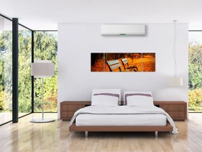 Obraz ławki jesienią (170x50 cm)
