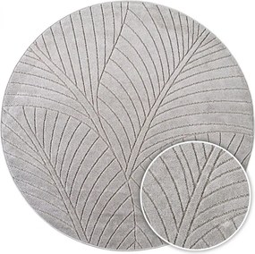 Dywan uniwersalny Nova 3D Listki szare koło 80 cm x 80 cm