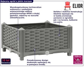 Jasnoszara kwadratowa donica ogrodowa - Athena