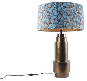 Lampa stołowa brązowa z aksamitnym abażurem z motylem 50 cm - Bruut ArtDeco Oswietlenie wewnetrzne