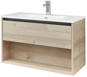 Wisząca szafka bez umywalki w dekorze sosny w naturalnym kolorze 51x80 cm Quickset 393 – Pelipal