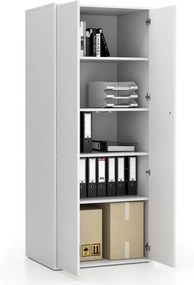 Szafa biurowa z drzwiami LAYERS, 4 półki, 800 x 600 x 1905 mm, biała