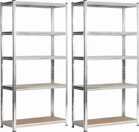 2 Metalowe Srebrne Regały Magazynowe R9-N49