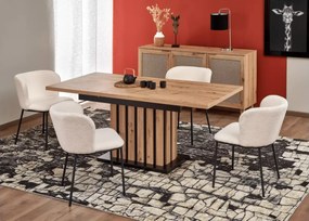 Rozkładany stół prostokątny Altus 160 (210) x 90 – wykonany z płyty laminowanej w kolorze dąb artisan / czarny