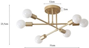 Lampa sufitowa metalowa loft vintage wisząca AT44-6SZ-Gold