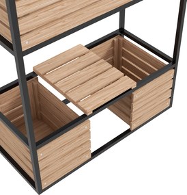 Outsunny Skrzynka na Kwiaty Podwyższony Grząd, Odporny na Warunki Atmosferyczne, 3 Skrzynki do Sadzenia, 83 cm x 39 cm x 100 cm, Naturalny + Czarny