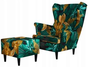 Fotel uszak z podnóżkiem Ari Print Family Meble - DOSTĘPNY OD RĘKI