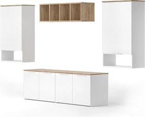 Ściana w salonie biały/sonoma 80x40x50 wido