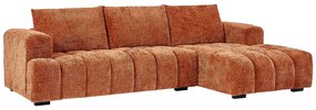 Kanapa narożna prawostronna z teksturowanej tkaniny w kolorze terakoty BENOLA