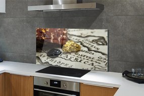 Panel szklany do Kuchni Złota Mapa Świata