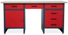 Stół warsztatowy FRANK, 1700 x 850 x 600 mm, antracytowo-czerwony
