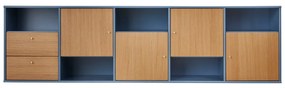 Niebiesko-naturalna niska komoda wisząca w dekorze dębu 220x61 cm Mistral – Hammel Furniture