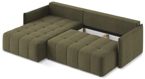 Rozkładany/ze schowkiem narożnik (lewostronny/z szezlongiem) w kolorze khaki Moku – Makamii