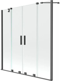 Mexen Velar Duo parawan nawannowy 2-skrzydłowy rozsuwany 150 x 150 cm, transparent, gun metal - 896-150-000-02-95