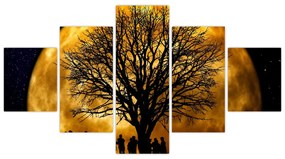 Obraz księżyca i sylwetki (125x70 cm)