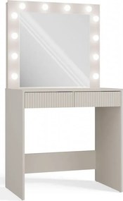 Kaszmirowa toaletka LED z ryflowanymi szufladami D0-R51