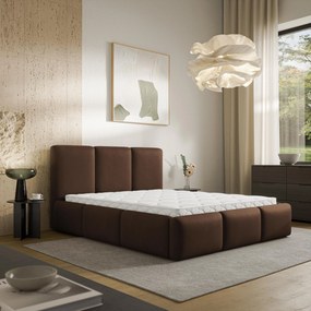 Masseno Łóżko Tapicerowane ARSIL z pojemnikiem na pościel - Brązowy - KRONOS 06 / 180x200 cm