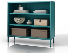 Niski regał metalowy morski / turkusowy Modern LUCA, 1000 x 900 x 350 mm
