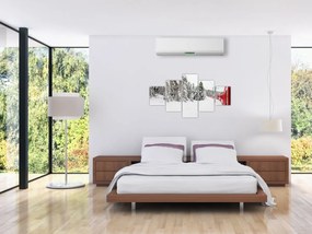 Obraz - Pociąg w zaśnieżonym krajobrazie (125x70 cm)