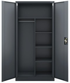 Szafa gospodarcza metalowa DAWID, 900 x 1850 x 450 mm, antracytowa