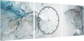 Obraz - Niebieski marmur (z zegarem) (90x30 cm)