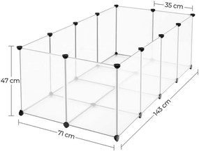 SongmicsHome Ogrodzenie dla małych zwierząt z przezroczystego plastiku BEN, 143x71x47cm, przezroczysta