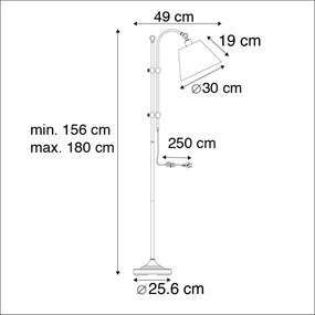 Klasyczna lampa podłogowa brąz z białym kloszem - Ashley klasyczny/Antyczny Oswietlenie wewnetrzne