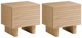 Zestaw 2 szafek nocnych 1-drzwiowych - MDF - Naturalny - LUDIMA