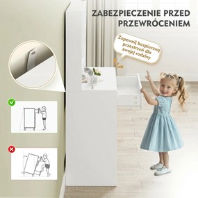 HOMCOM Toaletka z Lustrami, Szafa, 3-stopniowa Półka Boczna, Płyta Wiórowa, Biała