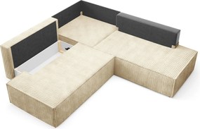 Masseno Narożnik TESSO z funkcją spania i pojemnikiem na pościel Narozniki L, Rozkładana sofa - Beżowy, TILIA 11