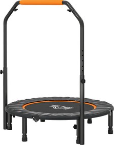 HOMCOM Trampolina Fitnessowa, Składana, Uchwyt Regulowany, Ø102 x 123H cm, do 100 kg, Czarna