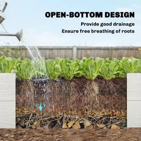 Outsunny Podwyższona Grządka z Tworzywa Sztucznego, Łatwa w Montażu DIY, 197 x 54 x 33 cm, Biała | Aosom PL