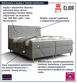Szare łóżko kontynentalne z pojemnikiem 7 rozmiarów W4-A93