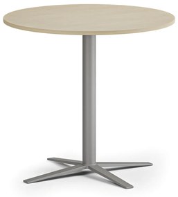 Stolik kawowy AURA, średnica 80 cm, szaro-srebrna podstawa, brzoza