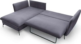 Ciemnografitowa welurowa kanapa narożna rozkładana G0-T39
