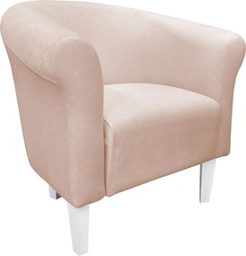 Fotel Milo tkanina Mikrofaza stylowy fotel do salonu i sypialni : Kolor nogi - Biała, Kolor tkaniny - 1 MIKROFAZA, Wysokość nogi - 20 cm