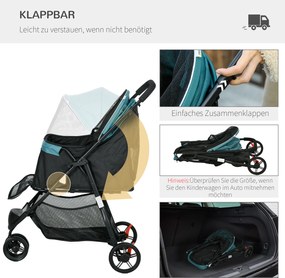 Outsunny Wózek dla Psa i Kota 2w1 Składany Ciemnozielony | Aosom PL