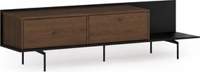 Szafka RTV Zenar 200 cm z metalowymi nogami - orzech elegant / czarny